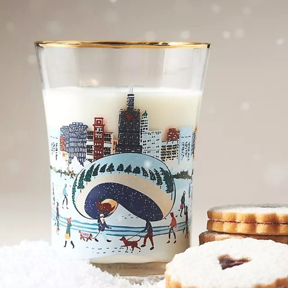 Anthropologie Holiday In The City Juice Glass CHICAGO 15 Oz. New